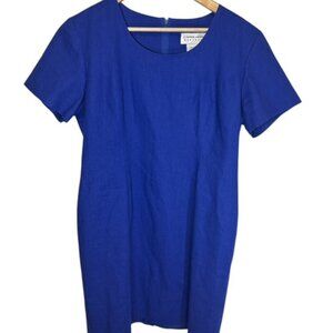 Carol Horn Workshop Royal Blue Linen Dress Size 16 Office Wedding Professional